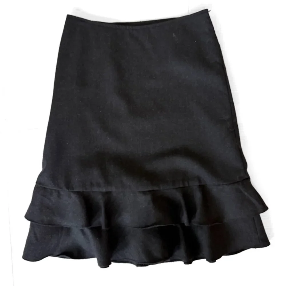 Anthropologie Double Ruffled Wool Skirt